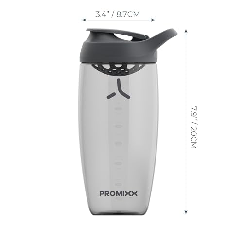 Promixx Pursuit Protein Shaker Bottle (24 oz) – Silent No-Ball Mixer, Leak-Proof Lid, BPA/BPS & Phthalate-Free ECOZEN – Easy-Clean Shaker Cup for Protein Shakes, Pre & Post-Workout Smoothies - color: Graphite Gray, size: 24 Ounces, style: 24 oz