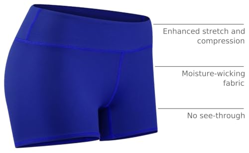 Tough Mode Women's 3" Athletic Workout Volleyball Running WOD Compression Shorts - color: Electric Blue, size: X-Small