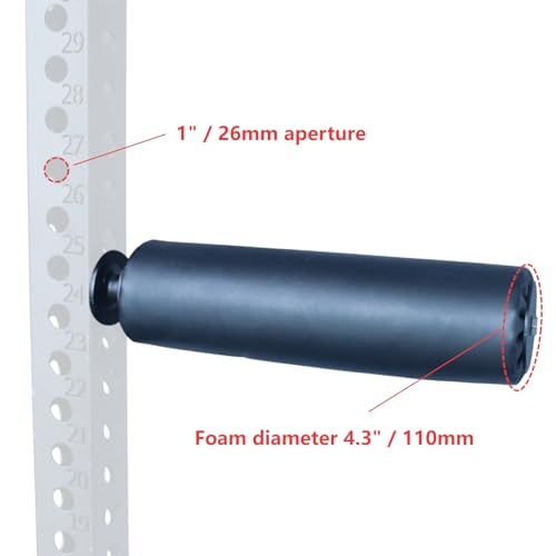 Single Leg Squat Roller/Nordic Hamstring Curl for Squat Rack Power Rack Attachments, Bulgarian Split Squat for Workout Esquipment Home Gym Accessories - size: Foam diameter 4.3" / 110mm , 1" / 26mm aperture