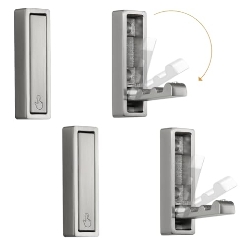 Folding Wall Hook, 4Pcs Foldable Coat Hooks Mounted, Heavy Duty Zinc Alloy No Rust Fold Up Hooks for Hanging Coat, Towel, Key, Hat, Bag, Jacket, Backpack (Brushed Nickel) - color: Brushed Nickel, size: 4