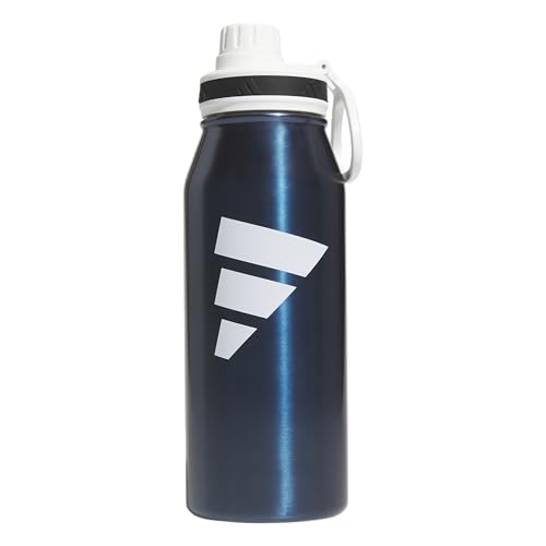 adidas Stainless Steel Metal Water Bottle 34 oz (1L) Screw Cap - color: Mineral Blue/White/Black