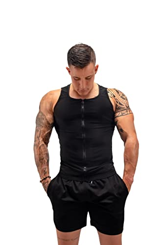 FUXERT Men's Sauna Vest Workout Sweat Tank Top Waist Trainer for Men Compression Sweat Enhancing Vest - color: Solid Black578, size: 2X-Large/3X-Large
