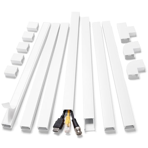 ZhiYo Cord Hider Kit, Cord Covers for Wires on Wall, Self-Adhesive Cable Raceway, TV Cord Hider for Wall Mounted TV, Paintable Cable Management Cover Kit, 7X L14in x W0.95in x H0.55in, White - color: White, size: W0.95in X H0.55in X L99in