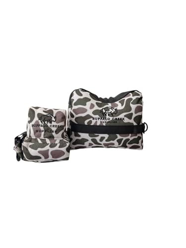 Buffalo Creek Supplies All Weather Durable Front and Rear Shooting Rest Bags, Rifle Rest Sand Bag for Bench Rest Shooting, Hunting, Target & Competitive Sports Shooting-Unfilled - color: Classic Deer