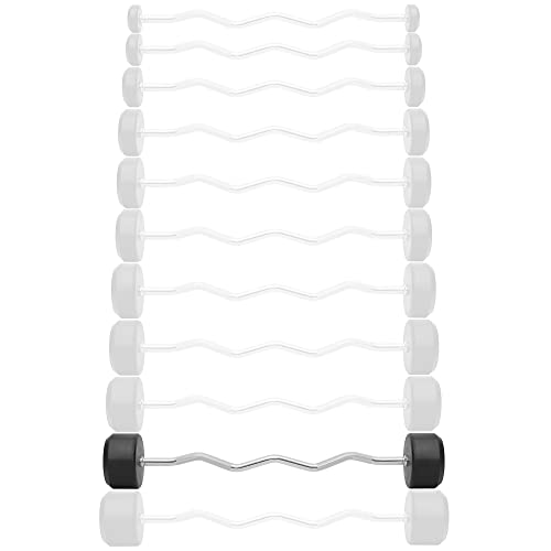 Philosophy Gym Rubber Fixed Barbell, Pre-Loaded Weight EZ Curl Bar for Strength Training & Weightlifting - style: 100 LB