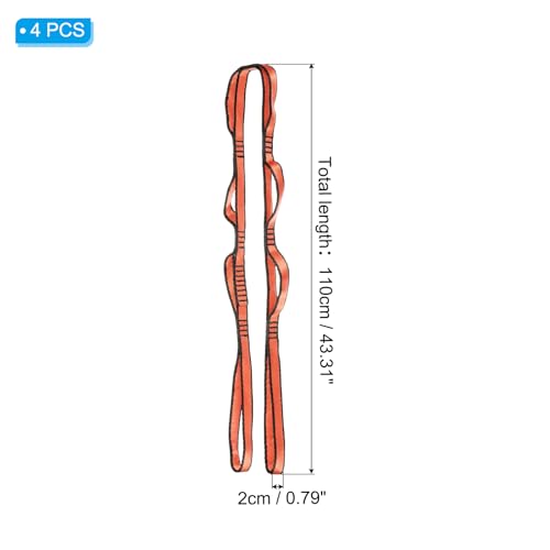 PATIKIL Daisy Chain Straps, Strong Climbing Strap Adjustable Nylon Chain Sling with Loops for Aerial Yoga Hammock Swing - color: Orange, size: 43 Inch