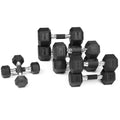 WF Athletic Supply Rubber Encased Hex Dumbbells with Rubber Grip Contoured Handle for Muscle Toning, Strength Building & Full Body Workout - color: q. 5LB, 10LB, 15LB and 20LB Pair (Totally 100LB)