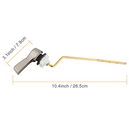 Hibbent Universal Metal Side Mount Toilet Handle Replacement Kit, Brass Toilet Flush Tank Lever with Stainless Steel Flapper Chains for Most Toilets, Brushed Nickel - color: Brushed Nickel, style: Side Mount
