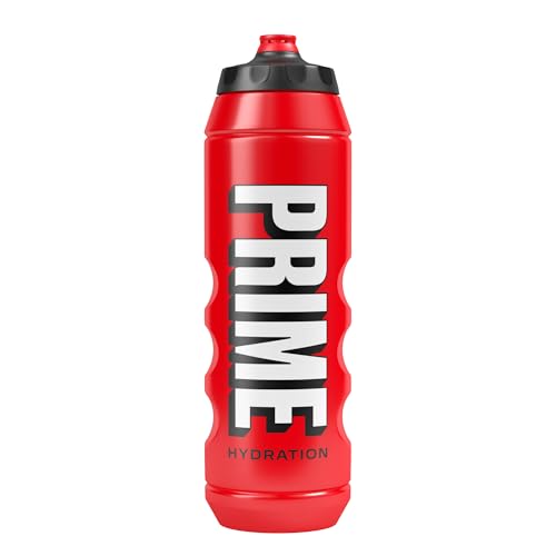 PRIME 32 oz Red Squeeze Sports Water Bottle, BPA Free, Dishwasher Safe, Easy-Grip Ergonomic Leakproof Design, Fast Hydration for Gym, Cycling, Running - color: Red