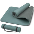 PAIDU Yoga Mat Non Slip Anti-tear,extra thick-2/5 inch（10MM）High Resiliency Professional POE Yoga Mats for Women Men Kids,72"x24"inch,Workout, Yoga, Pilates and Floor Exercise, with Carrier Strap - color: Deep green+Gray.