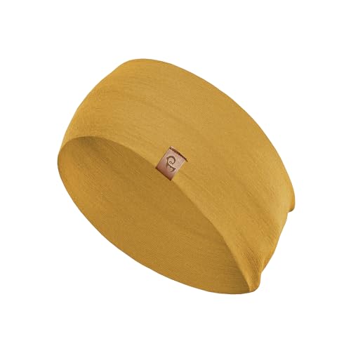 menique 100% Merino Wool Headband for Women Non Slip Stretchy Workout Sweatband Moisture Wicking Breathable Wide Hairband for Running Hiking Sport Gym Yoga Nurse Fashion (Black, One Size) - color: Yellow