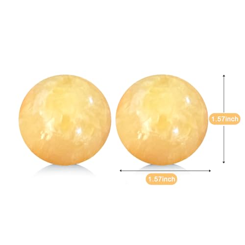 Marble Baoding Balls, Chinese Meditation Stress Relief Balls for Hand Therapy, Manual Massage Exercise with an Upgraded Shockproof Imitation Wood Box, 2 Count Beige, Medium-1.57" - color: Beige, size: Medium-1.57"