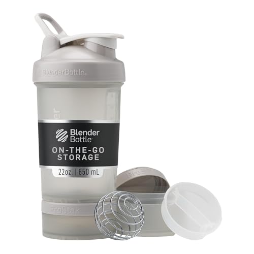 BlenderBottle Shaker Bottle with Pill Organizer and Storage for Protein Powder, Classic V2 ProStak System, 22-Ounce, Smoke Grey - color: Smoke Grey