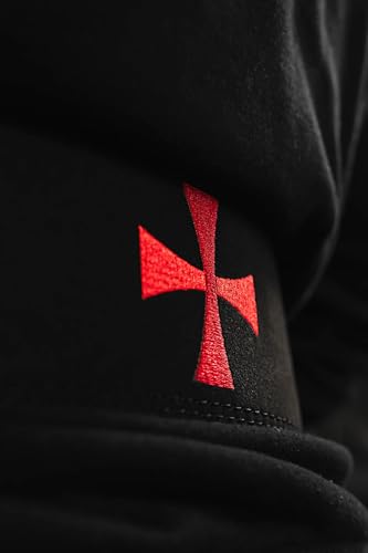 SAINT KAIZEN Crusader Cross Lever Belt for Weightlifting, Powerlifting | , and Bodybuilding, 10mm Thick Leather with Steel Lever Buckle, Sleek Christian-Inspired Design - color: Jerusalem Cross - Black, size: Medium
