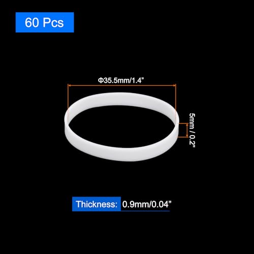 uxcell 60Pcs Silicone Rubber Bands, 5mm x 35.5mm Rubber Bands Rings Cable Ties Strong Elastic Bands Non-Slip for Cord Wrapping Bag Wraps, White - color: White, size: 5 x 35.5mm