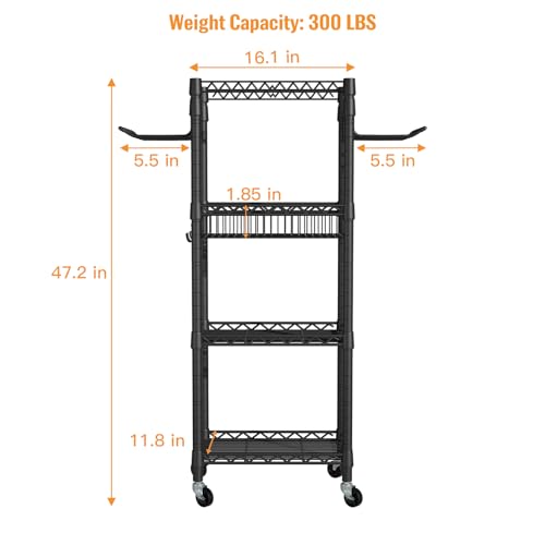 FUTASSI Home Gym Storage, 3 Tiers Workout Equipment Organizer with Wheels for Yoga Mats, Foam Roller, Dumbbells, Kettlebells, and Resistance Bands - color: Black, size: Single-Row