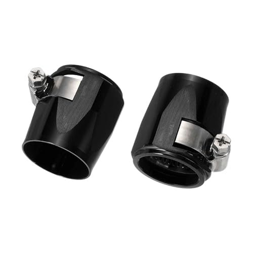 HARFINGTON 2pcs 18AN Hose Finisher Clamp Aluminium Hex Car Hose Finisher Flexible Pipe Clamps with Screw Band for Fuel Gas Oil Air Water Tube, Purple - color: Black, size: 18AN