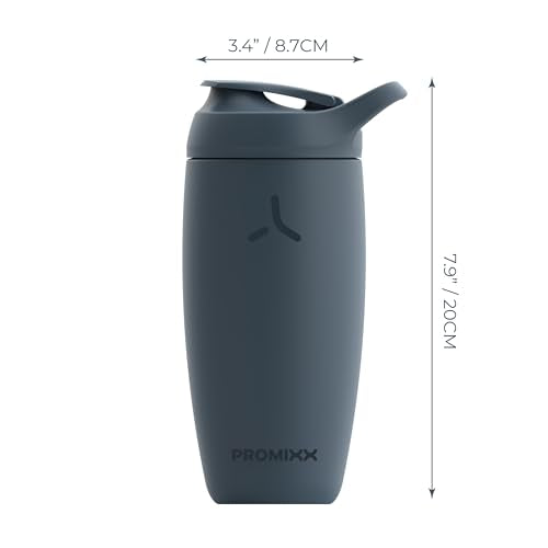 Promixx Pursuit Shaker Bottle - Insulated Stainless Steel Water Bottle and Shaker Cup - 18oz - Midnight Blue - color: Midnight Blue