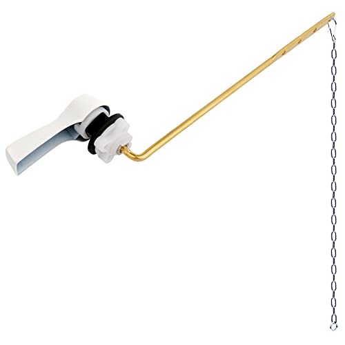 Hibbent Universal Metal Front Mount Toilet Handle Replacement Kit | White Finish Solid Brass Toilet Flush Tank Lever, Stainless Steel Flapper Chains for Most Toilet Tanks - color: White, style: Upgraded Front Mount
