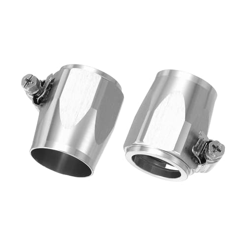 HARFINGTON 2pcs 16AN Hose Finisher Clamp Aluminium Hex Car Hose Finisher Flexible Pipe Clamps with Screw Band for Fuel Gas Oil Air Water Tube, Silver - color: Silver, size: 16AN