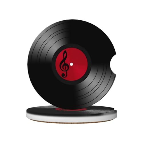 45 RPM Record Cd Car Coasters for Cup Holders, 2 Pack Absorbent Ceramic Drink Cup Coaster for Women Men, Auto Interior Accessories - color: T18