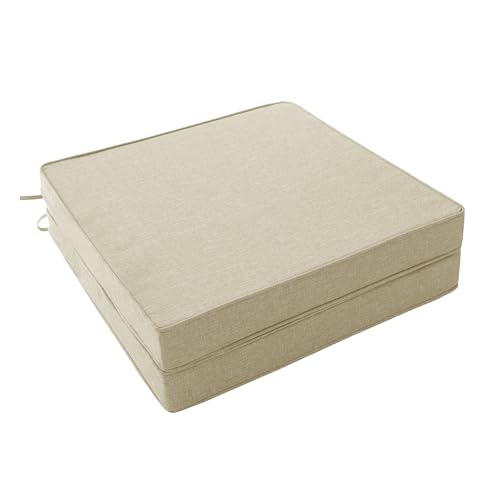 Outdoor Chair Cushions, Water-Resistant & Fade-Resistant, Patio Furniture Seat Replacement Chair Pads with Ties Zipper, Removable Cover, Non-Slip Bottom, Set of 2, 17 x 16 Inch, Beige - color: Beige, size: 17" x 16" 2 Pack