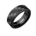 The Ridge Tungsten Rings For Men - Mens Wedding Band - Strong, Durable, and Scratch-Resistant Beveled Ring With Silicone Band - color: Carbon Fiber 3K