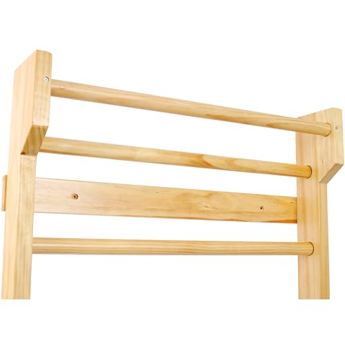 LifeSky Wall Mounted Stall Bars: Professional Home Gym Ladder for Stretching & Strength Training - Multi-Use Wooden Swedish Ladder for Adults & Physical Therapy - Wall Mounted Pull Up Bar for Function