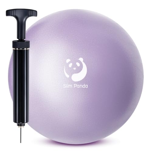 Slim Panda 9 Inch Pilates Ball - Anti-Burst Mini Yoga Ball with Needle Valve Pump - Small Exercise Core Ball for Barre, Stability & Physical Therapy - color: Lavender