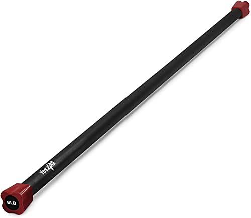 Yes4All Total Body Workout Weighted Bar, Resistance Band Bar, Racks for Strength Training, Exercise Bar for Yoga in Home and Gym - Single/Combo - color: Color-Coded, style: 8lbs Weighted Workout Bar