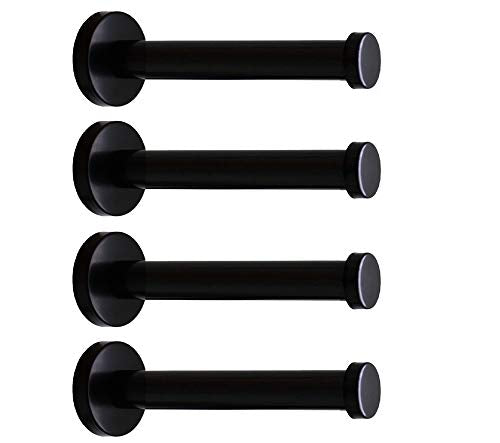 Classic Black Stainless Steel Heavy Duty Wall Mount Hooks, Bath Towel Hooks, Coat Hanger, Handbag Hooks, 4 in Pack (6") - size: 6 Inch