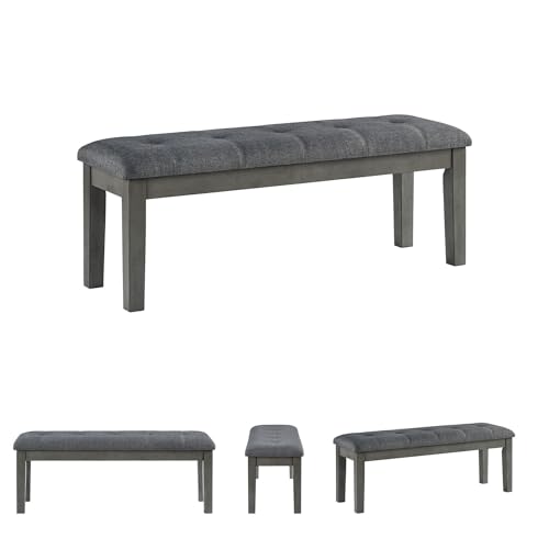 Signature Design by Ashley Hallanden Rustic Tufted Upholstered Dining Room Bench, Gray - color: Grey, style: Bench