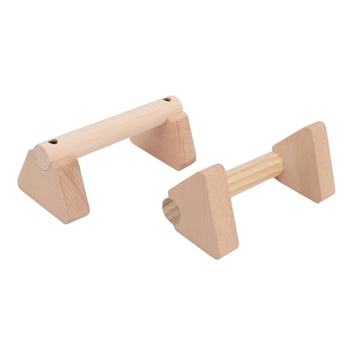 banapoy 2Pcs Parallettes Push Up Bar, Wooden Parallettes Handle Stands Grip Body Strength Training, Push Up Stand with Anti Slip Pad, Balance Beam Exercise for Men Strength Training - size: 20cm