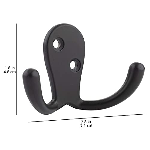 Amazon Basics Curved Zinc Robe Hook - Flat Black, 5-Pack | Curved - style: Small Double