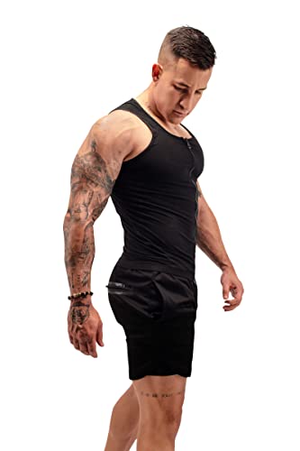 FUXERT Men's Sauna Vest Workout Sweat Tank Top Waist Trainer for Men Compression Sweat Enhancing Vest - color: Solid Black578, size: 4X-Large/5X-Large