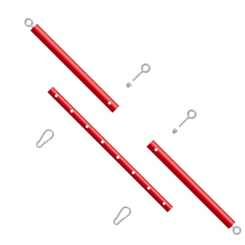 Spreader Bar Heavy Duty Stainless Steel Expandable Bar Home Gym with 4pcs Furry Crocodile Adjustable Strap,Sports Aid Training Pilates Aid Kit,Indoor Yoga Set - style: Red+Red Kit