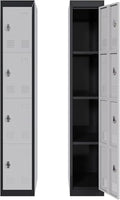 72" Tall 4 Door Metal Locker with Key, Heavy Duty Steel Storage Cabinet with Shelves, Lockable Employee Locker for School, Office, Gym, Home, Garage, Grey & Black - size: 4 Door