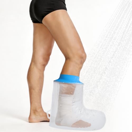 Asunby Waterproof Cast Cover for Shower Ankle, Foot Wound Protector Bath Adult Watertight Cast Bag Showering for Surgery,Ankle, Burns Reusable - size: Adult Leg-Short