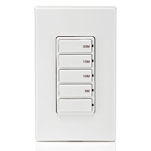 Leviton Countdown Switch for bathroom household lights, 5-10-15-30 min, Neutral Wire Required, 20A, 1HP/16A Fan/Motor, Single Pole, Multi-Way or Multi-Timer, DT230-1LW, White - style: 5-10-15-30 min, Neutral Wire Required
