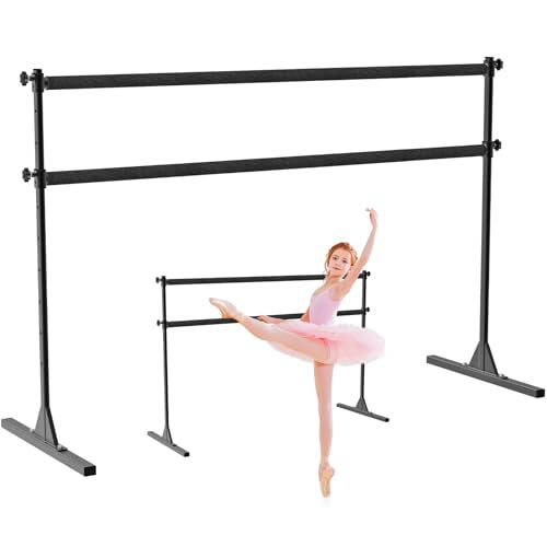 SELEWARE Height Adjustable Ballet Barre Freestanding Ballet Bar Heavy Duty Dance Bar Support Barre Movements Body Stretch Pull-ups, Sturdy Construction Never Fall Apart, Anti-Slip - color: 6 FT (Steel Crossbar with Fabric Cover, Black)