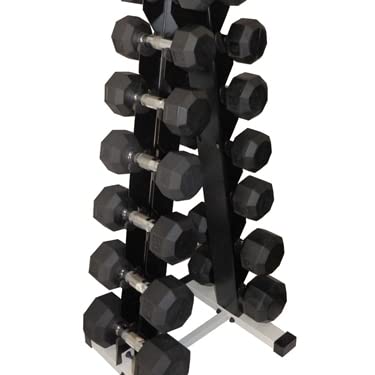 Ader 2lb-120lb Black Octagon Rubber Dumbbells Pair - size: 5-50lb
