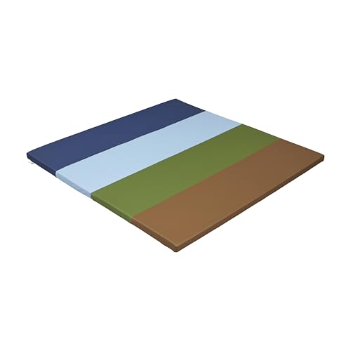 ECR4Kids SoftZone 4-Section Rainbow Runway Activity Mat, Folding Playmat, Earthtone - color: Earthtone