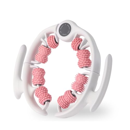 Cellulite Massage Tool Lymphatic Drainage Massager for Thighs & Legs & Buttocks, Anti Cellulite Roller with Detachable Handles Fascia Massage Tool for Contoured & Smoother Skin, White-Pink - color: Pink