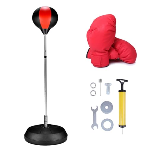 Reflex Bag, Freestanding Punching Bag with Stand - Height Adjustable - Speed Boxing Ball with Gloves for Training, Boxing Equipment, Stress Relief & Fitness