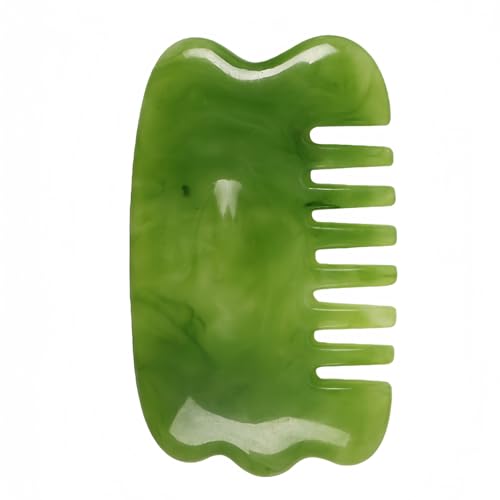 Natural Resin Gua Sha Scraping Massage Tool, Gua Sha Facial Set – Anti-Wrinkle & Anti-Aging Massage Tools for Rejuvenate Skin (Green, Gua sha Comb) - size: Gua sha comb