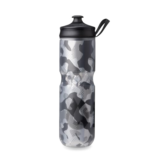 HydraPak | Polar Bottle - Polar Sport Insulated Water Bottle - BPA-Free, Sport & Bike Squeeze Bottle with Handle (Contender Black, 700ml / 24oz) - color: Contender Black, style: 24oz/700ml