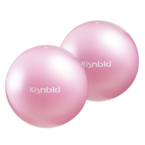 kisnbld Small Exercise Ball, 9 Inch Mini Pilates Ball, Anti Burst and Slip Resistant Mini Yoga Ball for Stability, Fitness, Physical Therapy, Stretching & Core Strength Workout at Home Gym & Office - color: 2Misty Rose