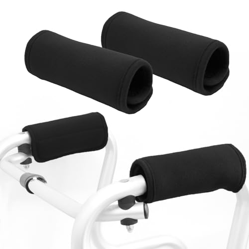 2 Pack Walker Handle Cushions Walker Grip Covers Pads Walker Padded Hand Grip Covers for Rolling Wheelchair Walker Elderly Grippers Rollator Handle - color: Black