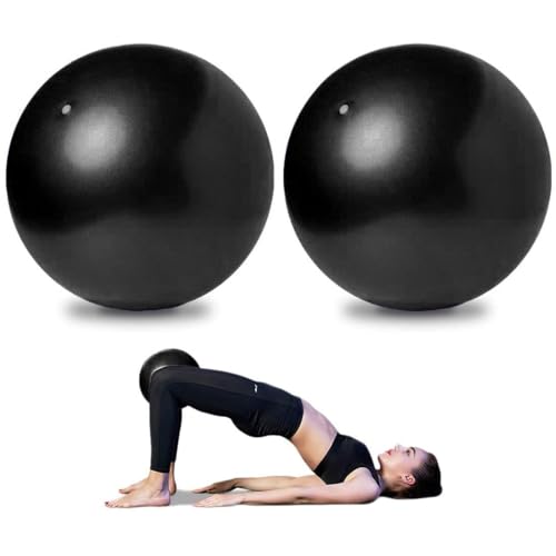 AOAVE 2 Pack Pilates Balls, Mini Yoga Exercise Balls, 9 Inch Small Activity Ball for Pilates, Yoga, Core Training and Physical Therapy, Improves Balance - color: Black