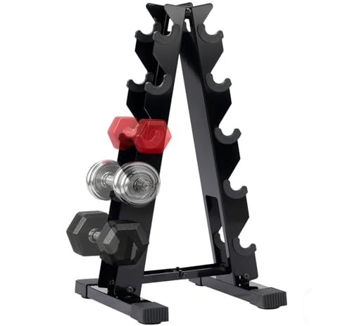 5 Tier Dumbbell Rack Weight Rack for Home Gym | 260 LBS Capacity, Steel A-Frame, Space Saving Folds Up Design, Rack Only No Dumbbells